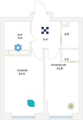 Продажа 1-комнатной квартиры 39,8 м², 6/23 этаж