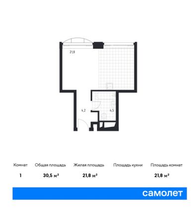 30,5 м², студия, 5/24 этаж