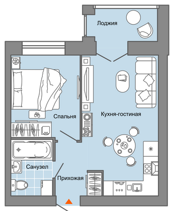 37 м², 2-комн. квартира, 6/6 этаж