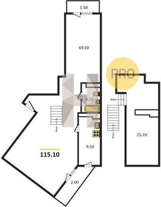 Продажа 1-комнатной квартиры 115,1 м², 5/5 этаж