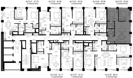 Продажа 2-комнатной квартиры 60 м², 13/27 этаж