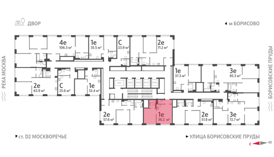Продажа 1-комнатной квартиры 36,2 м², 47/52 этаж