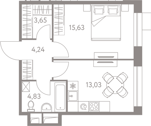 Продажа 1-комнатной квартиры 41,5 м², 8/12 этаж