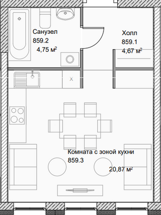 Продажа квартиры-студии 30,3 м², 5/16 этаж