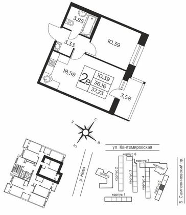 Продажа 1-комнатной квартиры 36,2 м², 10/12 этаж