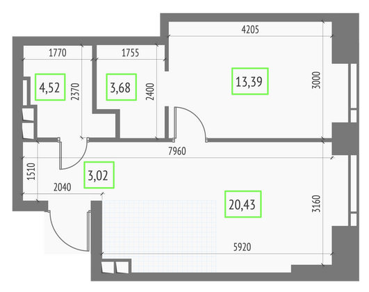 Продажа 1-комнатной квартиры 45 м², 4/57 этаж