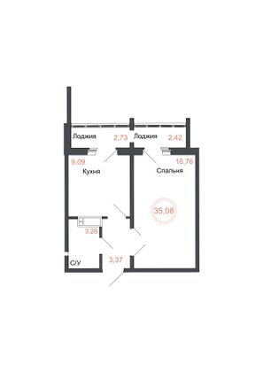 Продажа 1-комнатной квартиры 35,1 м², 15 этаж