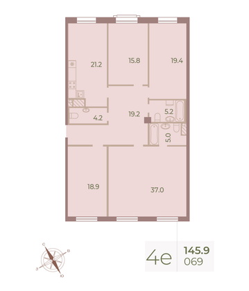 Продажа 4-комнатной квартиры 147,2 м², 6/9 этаж