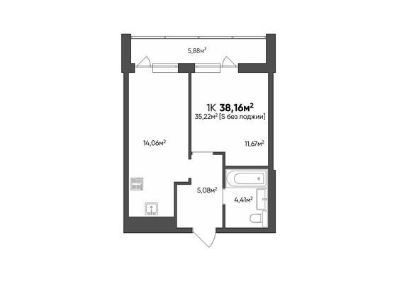 Продажа 1-комнатной квартиры 38,2 м², 9/10 этаж
