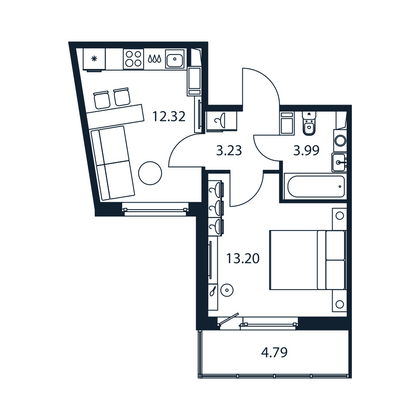 Продажа 1-комнатной квартиры 34,2 м², 5/12 этаж