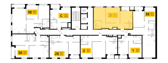 Продажа 2-комнатной квартиры 61,4 м², 10/22 этаж