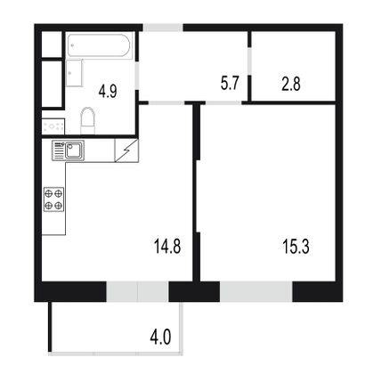 47,5 м², 1-комн. квартира, 14/25 этаж