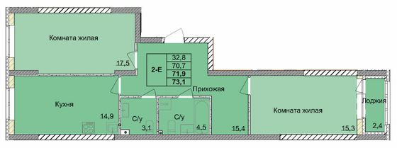 Продажа 2-комнатной квартиры 71,9 м², 1/18 этаж