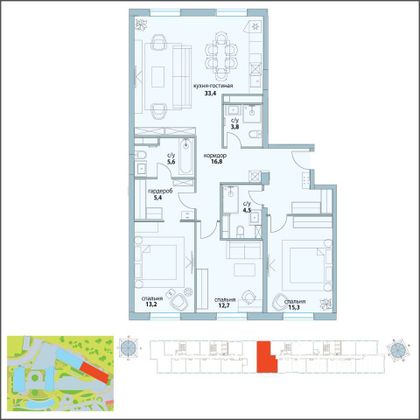 Продажа 4-комнатной квартиры 110,7 м², 24/26 этаж