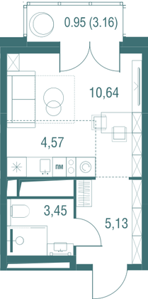 Продажа квартиры-студии 24,7 м², 20/24 этаж