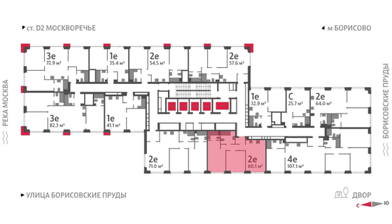 Продажа 2-комнатной квартиры 60,1 м², 34/52 этаж