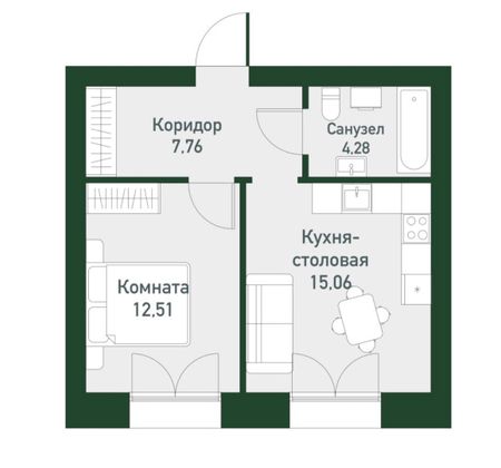 Продажа 1-комнатной квартиры 41,2 м², 3/5 этаж