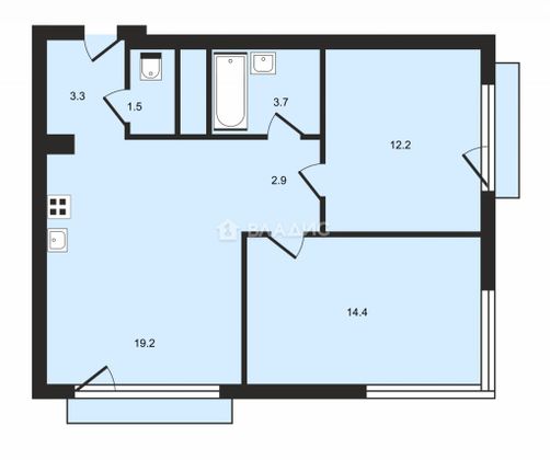 Продажа 2-комнатной квартиры 56 м², 19/30 этаж
