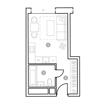 Продажа квартиры-студии 24 м², 3/20 этаж