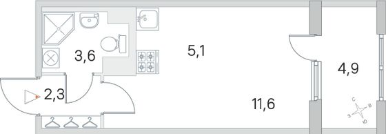 Продажа квартиры-студии 25 м², 5/5 этаж