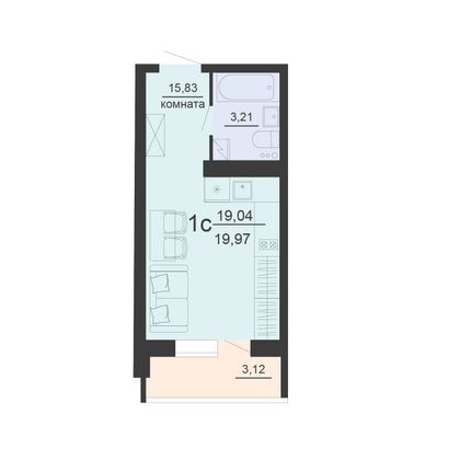 Продажа 1-комнатной квартиры 20 м², 14/20 этаж