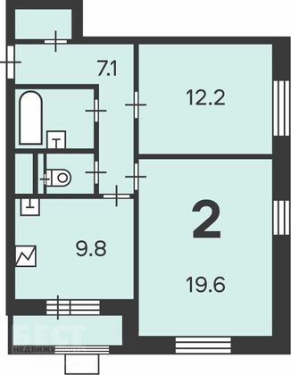 Продажа 2-комнатной квартиры 55,3 м², 2/16 этаж