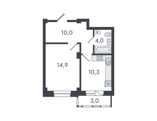 Продажа 1-комнатной квартиры 42,2 м², 6/16 этаж