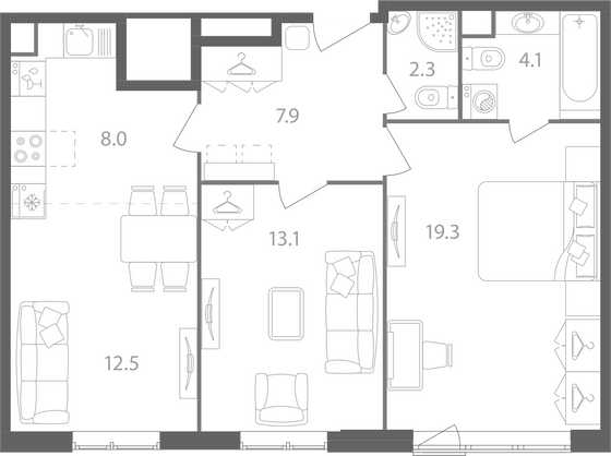 Продажа 2-комнатной квартиры 67,2 м², 2/14 этаж