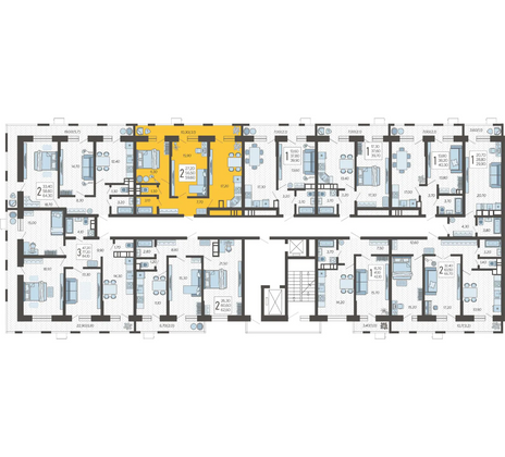 Продажа 2-комнатной квартиры 59,6 м², 4/12 этаж