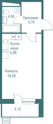 Продажа квартиры-студии 36,7 м², 9/23 этаж