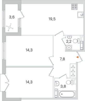 Продажа 2-комнатной квартиры 63,7 м², 4/4 этаж