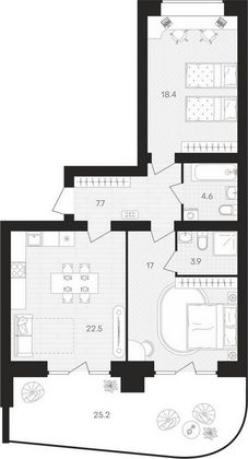 Продажа 2-комнатной квартиры 99,3 м², 1/10 этаж
