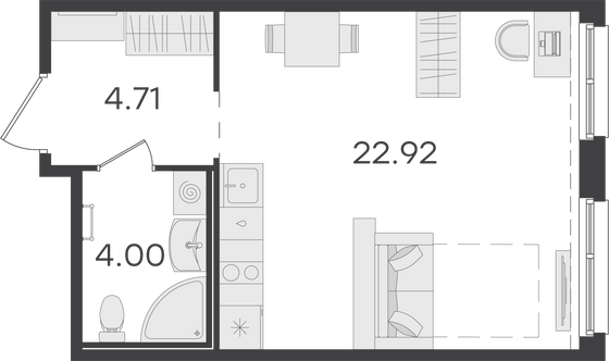 31,6 м², студия, 1/15 этаж