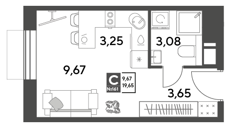 Продажа квартиры-студии 19,6 м², 7/15 этаж