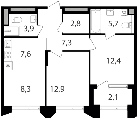 Продажа 2-комнатной квартиры 63 м², 4/17 этаж