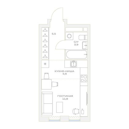 Продажа квартиры-студии 26,8 м², 9/23 этаж