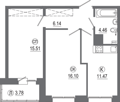 Продажа 2-комнатной квартиры 57,2 м², 11/16 этаж