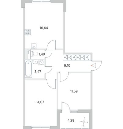 Продажа 2-комнатной квартиры 58,5 м², 4/4 этаж