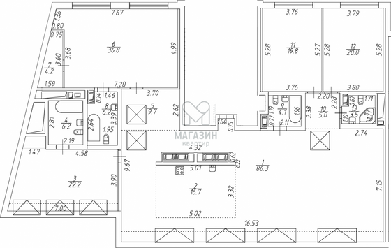 Продажа 4-комнатной квартиры 240,7 м², 7/7 этаж