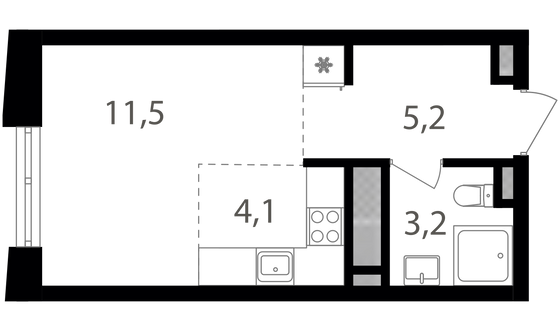 24 м², студия, 3/26 этаж