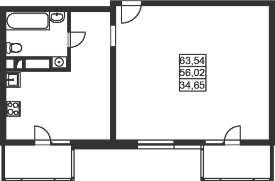 63,7 м², 2-комн. квартира, 7/8 этаж