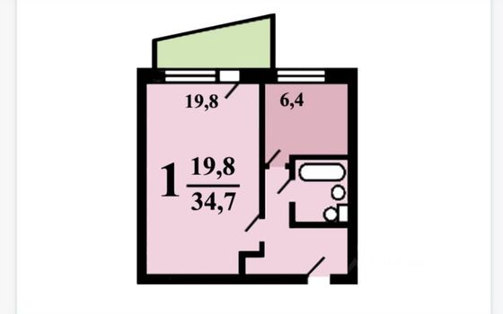 Продажа 1-комнатной квартиры 34 м², 7/9 этаж