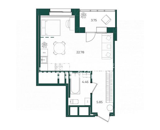 Продажа квартиры-студии 36,9 м², 3/16 этаж