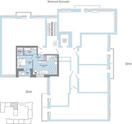 Продажа 2-комнатной квартиры 43 м², 6/8 этаж