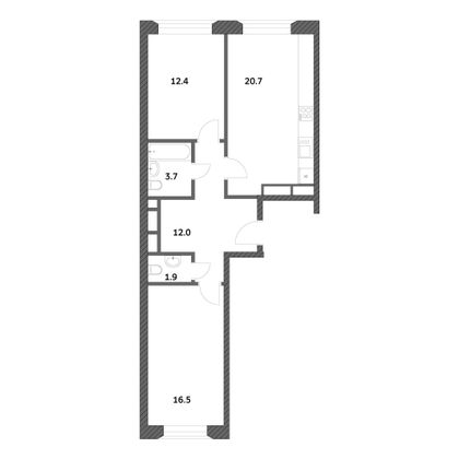 Продажа 2-комнатной квартиры 67,1 м², 20/25 этаж