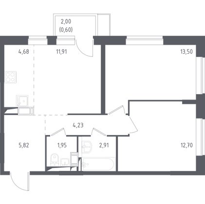 27,3 м², студия, 12/14 этаж