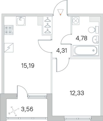 Продажа 1-комнатной квартиры 38,4 м², 1/5 этаж