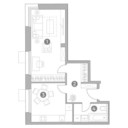 Продажа 1-комнатной квартиры 42,3 м², 6/22 этаж