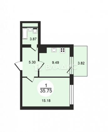 Продажа 1-комнатной квартиры 36 м², 4/25 этаж