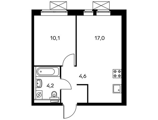 Продажа 1-комнатной квартиры 35,7 м², 1/25 этаж